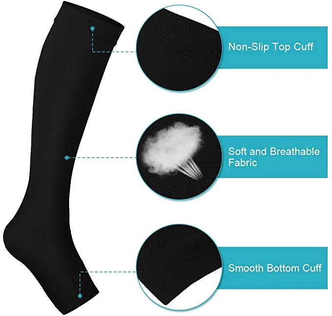 Compression Socks Medical Calf Varicose Veins Shaping Graduated Pressure Elastic Open Toe Knee High S-XL