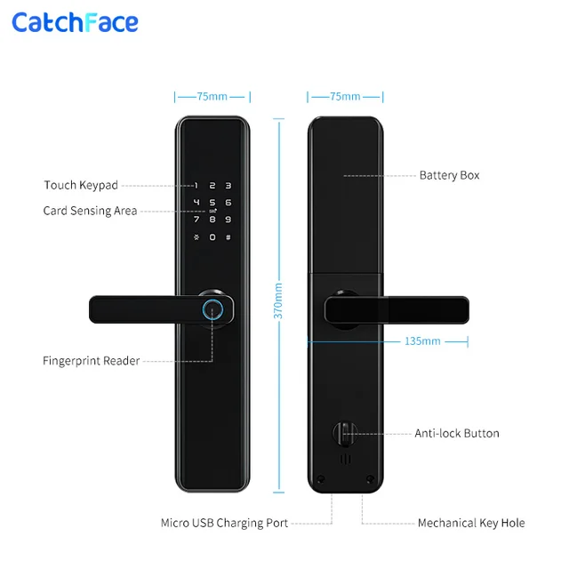 Tuya Smart Fingerprint Door Lock Smart Wifi APP Lock Bluetooth Unlock Security Intelligent Lock Biometric Electronic Door Lock 5