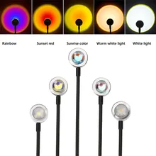 USB Rainbow Projector Lamp Sunset LED Night Light Sun Projection Table Lamp Bedroom Coffe Shop Background Wall Decorate Lighting