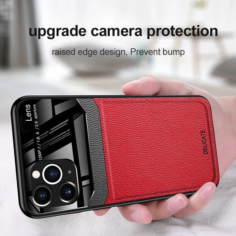 

For iPhone X Xs 11 Pro Max XR Armor Phone Case Matte Leather TPU Silicone Grain Cases For iPhones 7 8 6 6s Plus Plexiglass Cover