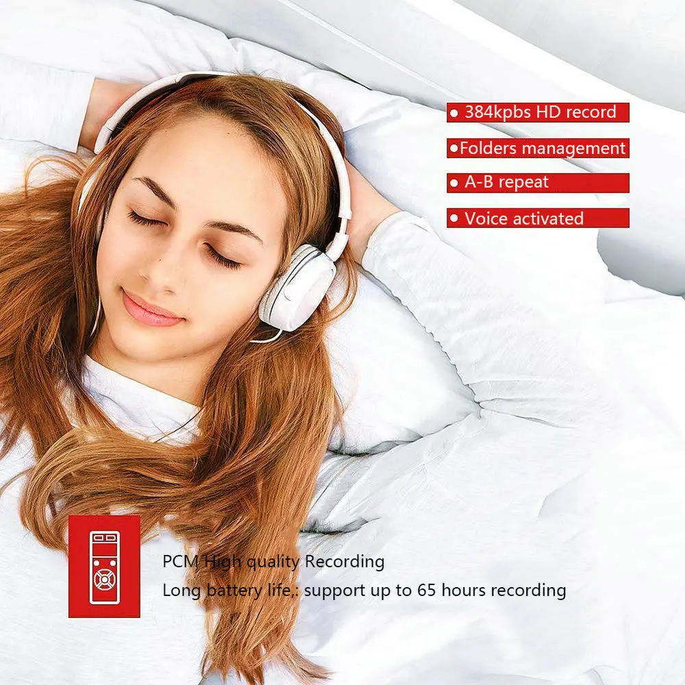 Ativado por Voz Gravação de Áudio Reprodutor de Mp3 Vandlion-gravador Digital 128g hd Portátil Hifi V30 16g 64gb - Image 6