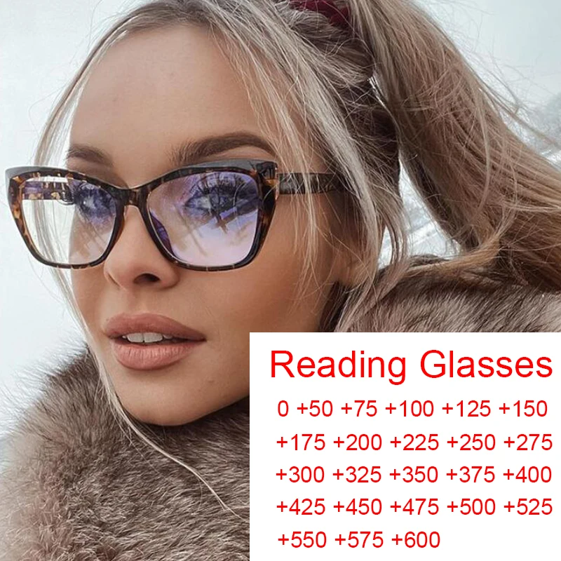 Transparent Square Reading Glasses Women to +6.0 Diopters Blue Light Glasses For Computer Screen Presbyopia Eyeglasses - AliExpress