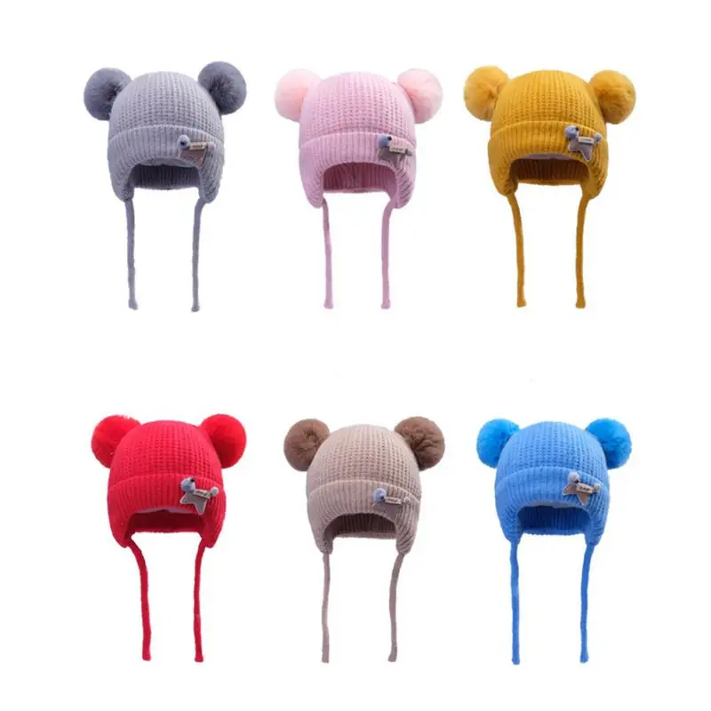 

Cute Toddler Kids Girl Boy Cap Baby Infant Winter Warm Crochet Knit Hat Beanie Cap Ear Warmer Pompom 1-4Y