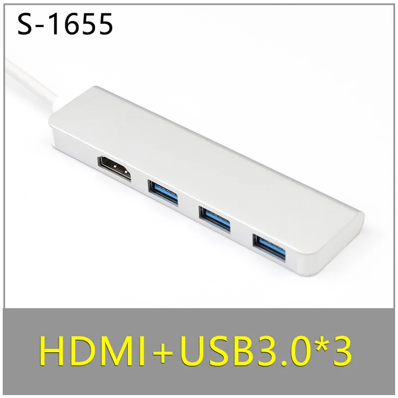 Type-C концентратор 3 USB 3,0 концентратор HDMI/VGA/RJ45 адаптер Thunderbolt 3 USB-C данных TF SD PD слот концентратор для Macbook Pro Air 13 15 16 - Цвет: TC-1655