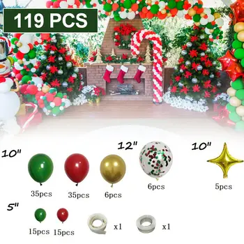 

119pcs Christmas Red Green White Latex Balloons for birthday Christmas Party Decorations supplies