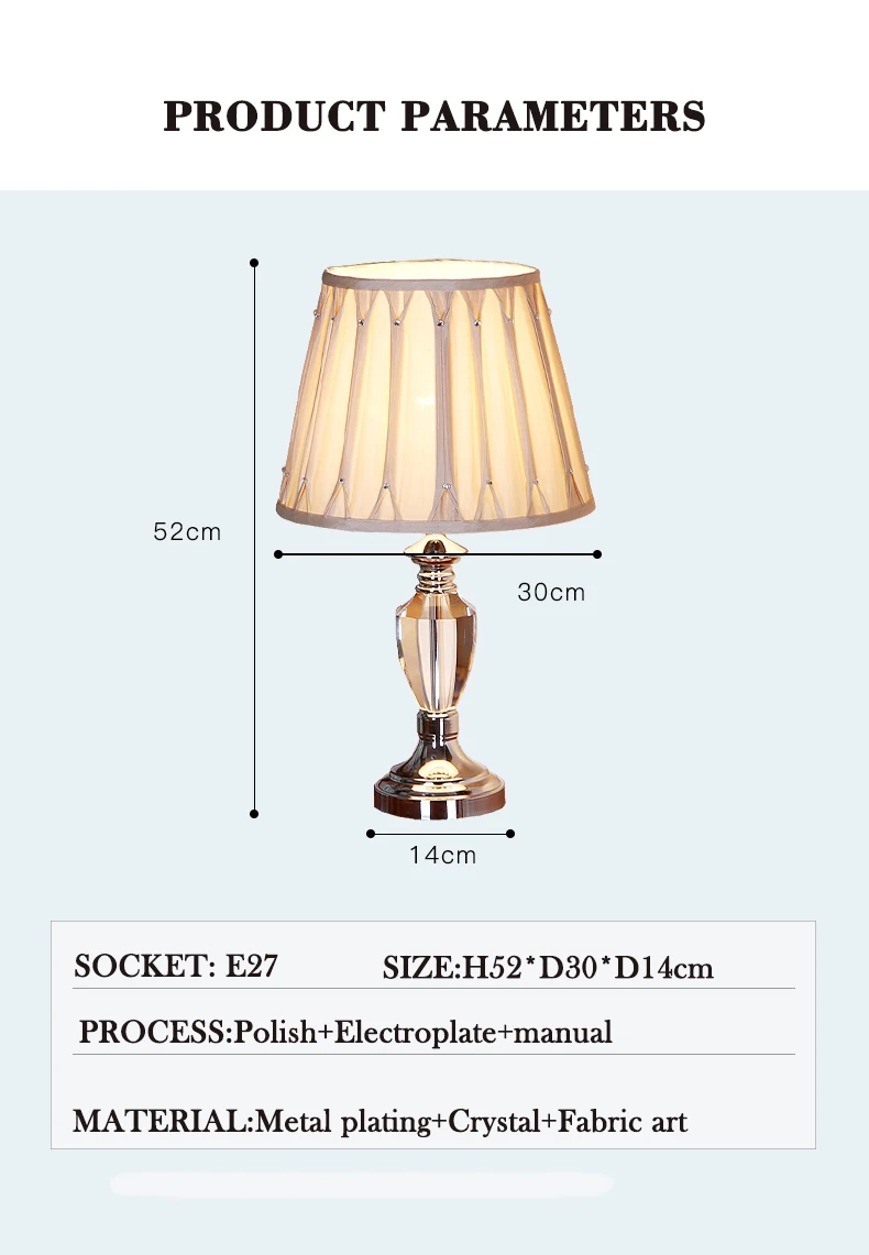 Crystal Table Lamps LED Bedside Desk Lamp Bedroom /Living Room/ Study Book Light / Table Lights E27 EU/AU/US/UK Plug