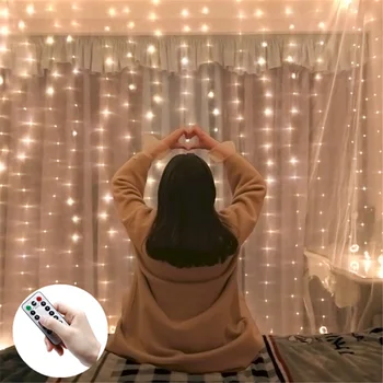 

3M LED Curtain Garland on The Window USB String Lights Fairy Festoon Remote Control New Year Christmas Decorations for Home Room