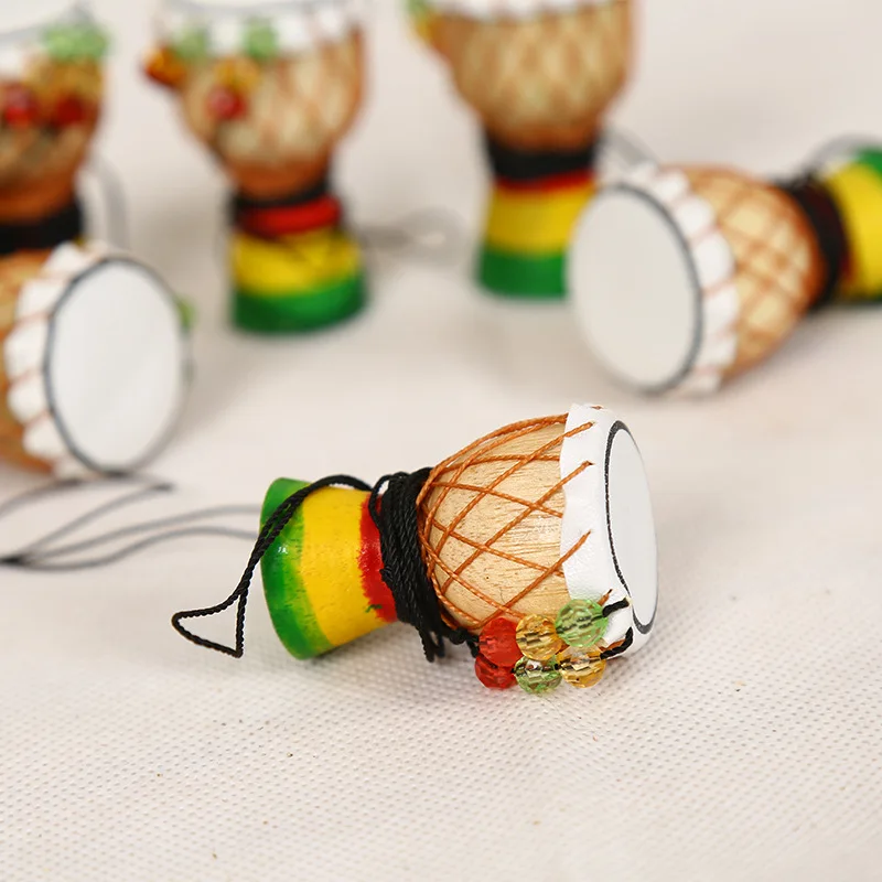 

African Drum Pendant African Drum Necklace Jewelry Special Gift Solid Wood Production 1.5 Inch Yunnan Lijiang Children