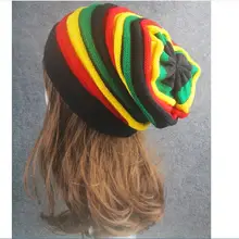 Радужные полосатые шляпы для женщин и мужчин унисекс красочные полосы шапка Ямайка теплый мягкий хлопок смешанный вязаный головной убор Bean
