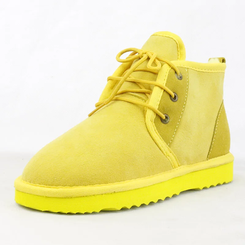 Yellow Одежда высшего качества Женские модные зимние ботинки из натурального Меха Теплые ботильоны Водонепроницаемый теплая шерсть женские зимние ботинки - Цвет: Yellow