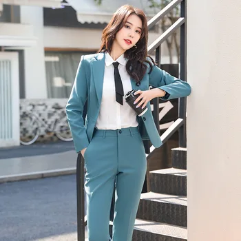 

High quality autumn and winter women's professional office pants suit two-piece suit Ladies slim ladies jacket Casual trousers
