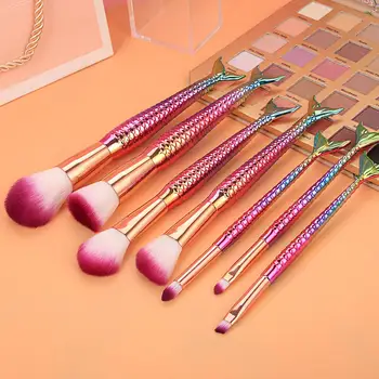

7/10pcs Kits Makeup Brushes Tool Cosmetics High Quality Set Of Bronzer Mermaid Highlighter Foundation Face Eyeshadow Lip
