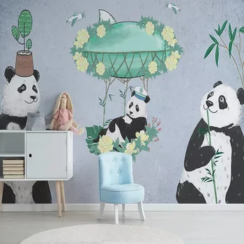 

Custom large mural 3D wallpaper Nordic cartoon creative panda bamboo child bedroom mural TV back wall decor deep 5D embossed