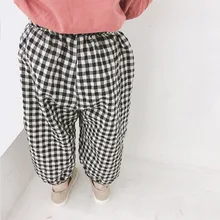 Zmby2019 весна стиль девочек Южная Корея детская одежда детские клетчатые брюки мешковатые брюки большие Pp брюки