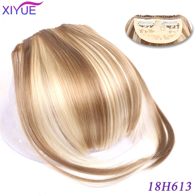 Black/Light Brown Clip In Hair Bangs Hairpiece Accessories Synthetic Fake Bangs Clip In Hair Extensions Clip In Hair Pieces WL-19