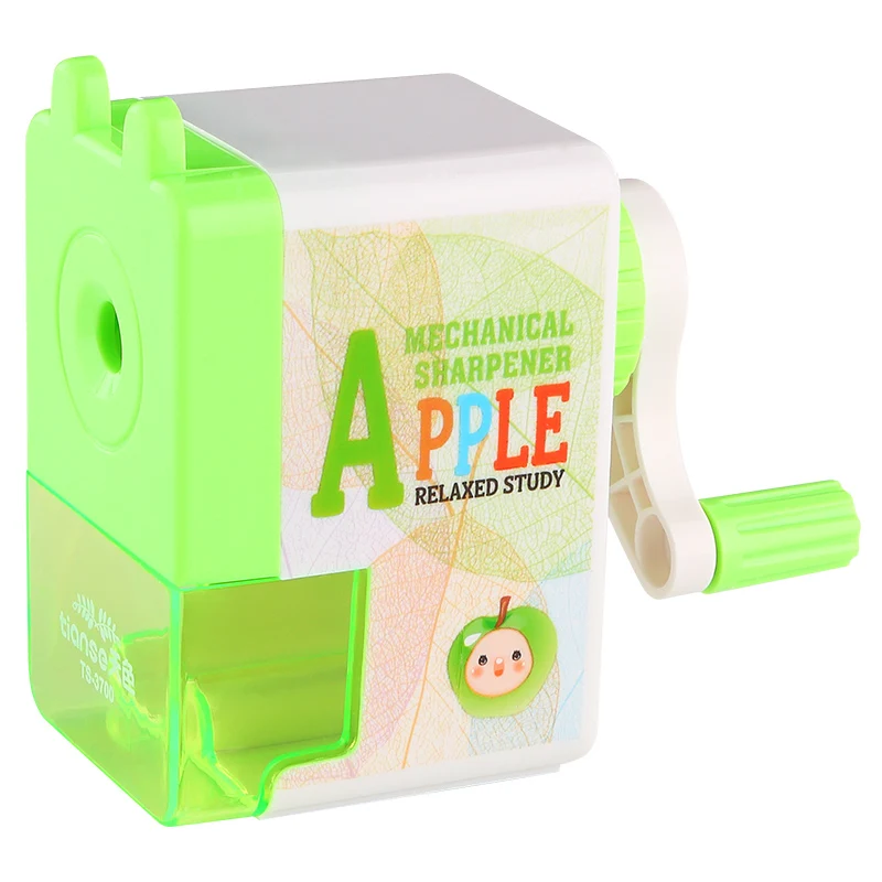 TS-3700-Green Tianse TS-3700/3701/3702 ручная Механическая точилка Kawaii Студенческая мультяшная точилка для карандаша ручная для детского школьного питания - Цвет: TS-3700-Green