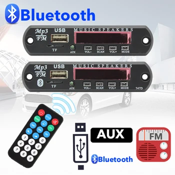 

(Without battery) MP3 decoder board, card speaker, with USB SD, with FM radio Bluetooth 5.0 Receiver Car Kit Board Color Screen