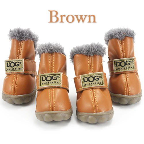 Brown Pet обувь зимние супер теплые 4 шт./компл. собака ботинки для девочек хлопковые нескользящие XS XXL; для небольших товары для домашних животных, чихуахуа, Водонепроницаемый - Цвет: Brown