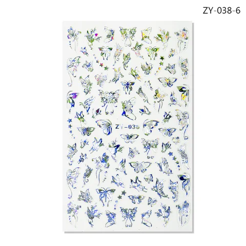 Craft Sticker 3D Nail Art Sticker Ultra-thin Butterfly Nail Art Decoration Sticker Holographic Laser Butterfly Nail Decals