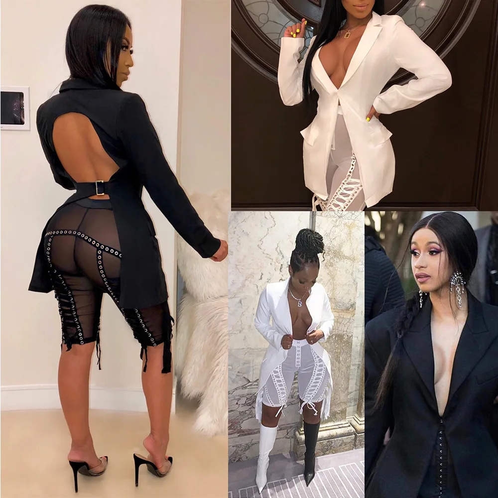

Currently Available WY6623 Cross Border WOMEN'S Dress Europe And America Fashion Sexy Deep V-neck Backless Single-Button Tops Su