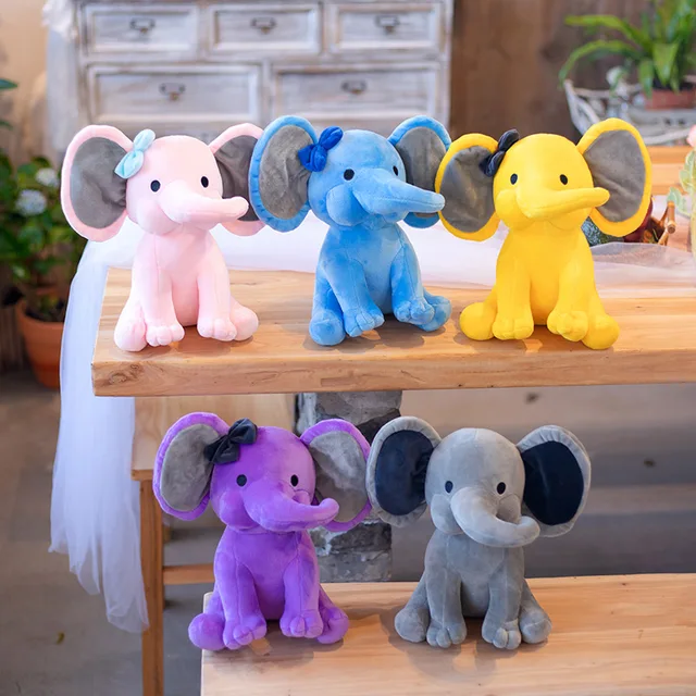 25cm Cute Elephant Plush Toys Cartoon Sleeping Stuffed Pillow Doll Soft Cushion Bolster Birthday Gift For Kids Plushie Blue 1
