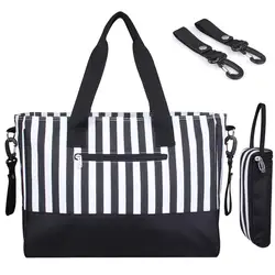 Sac à couches rayé pour maman et maman, à une épaule, à porter à la main, fourre tout de voyage pour maman 