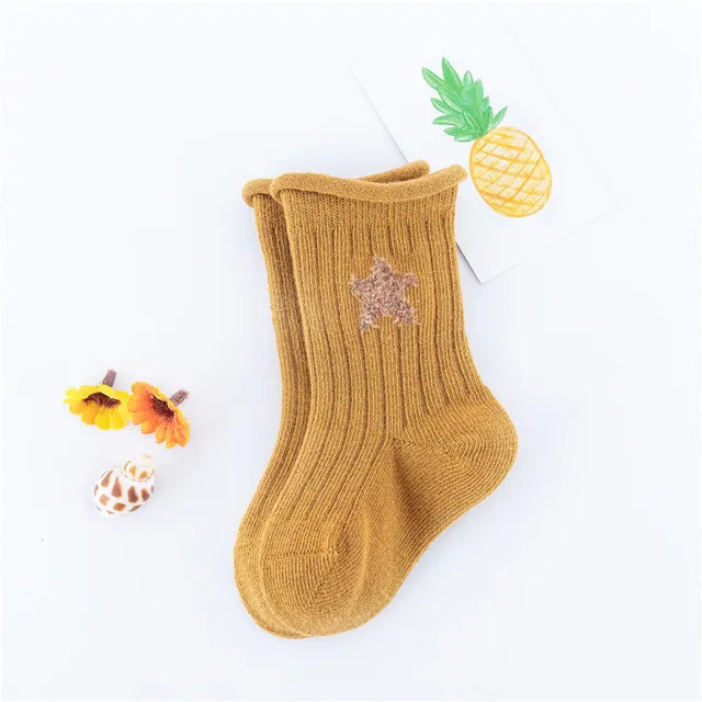 Autumn and winter new combed cotton stars baby socks boneless newborn socks in the tube baby socksZQ202