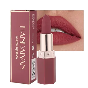 

HANDAIYAN Matte Velvet Long-Lasting Nonstick cup Hexagonal Tube Red Lipstick Nude Lip Stick Wholesale Makeup Cosmetics