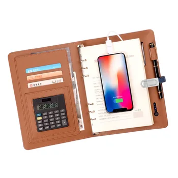 

8000MAh Notebook Multi Functional Mobile power Notepad A5 Calculator with USB Disk Rechargeable Binder Spiral Diary Planner