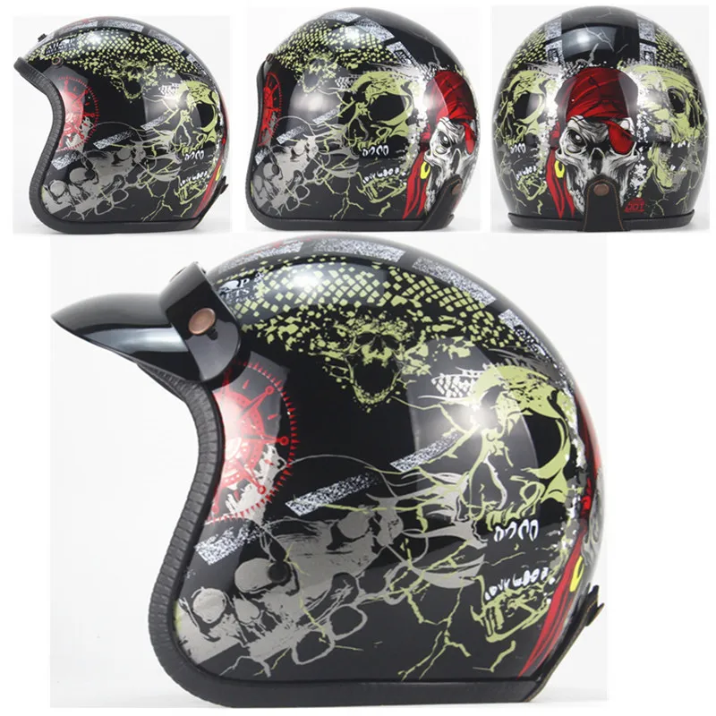 Хит 3/4 шлемы moto rcycle ретро с открытым лицом винтажные Racer Cascos moto rcycle шлем с goggle mask - Цвет: HD Black 1
