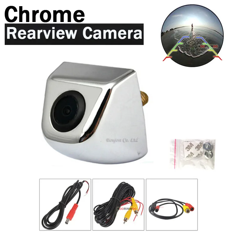 Koorinwoo HD CCD For Sony 170 Degree Car Parking camera Fisheye 4 Colorful Car Rearview Camera Front Silver Black Parking System - Название цвета: Chrome-Rear