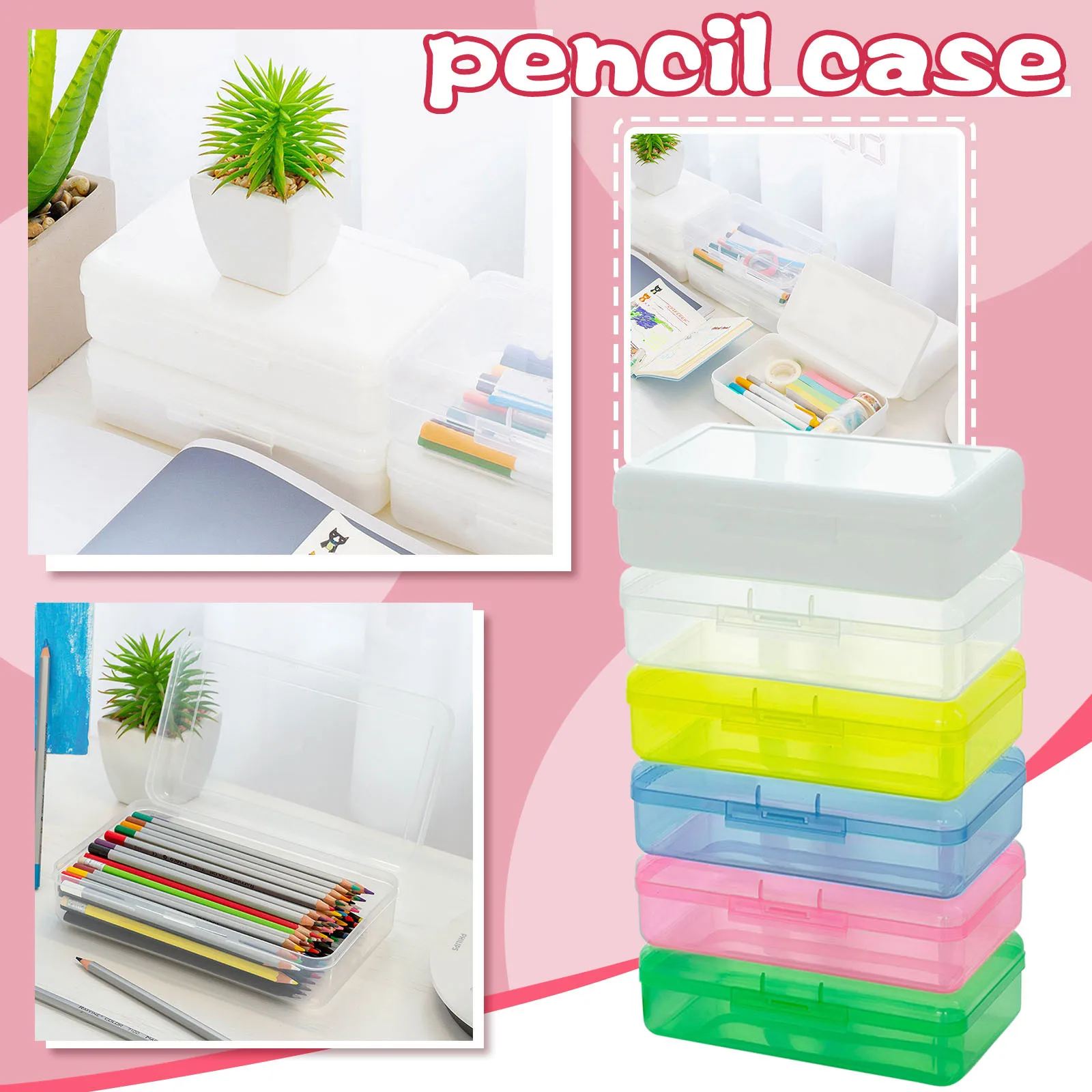 Plastic Pencil Cases Transparent Stationery Storage Box Cute Sketch Art Student Bag Pencilcases | Канцтовары для офиса и дома