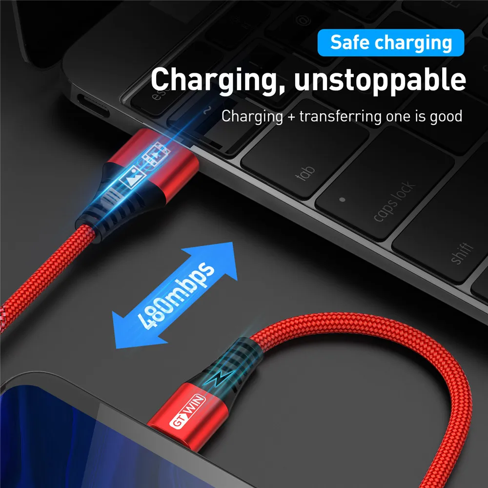 GTWIN 2 м микро USB кабель Быстрая зарядка для Xiaomi Redmi Note 5 Pro Android кабель для передачи данных для мобильного телефона для samsung S7 микро зарядное устройство