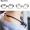 May Flower Light Anti-fatigue Reading Glasses Neck Hanging Presbyopia Eyewear Square Spectacles Eyeglasses For Men Women +3.5+4 ► Photo 1/6