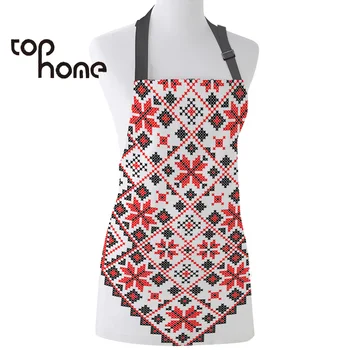 

Tophome Kitchen Apron Pixel Geometric Europe Ukraine Printed Comfortable Canvas Aprons Couples Kids Bib Cooking
