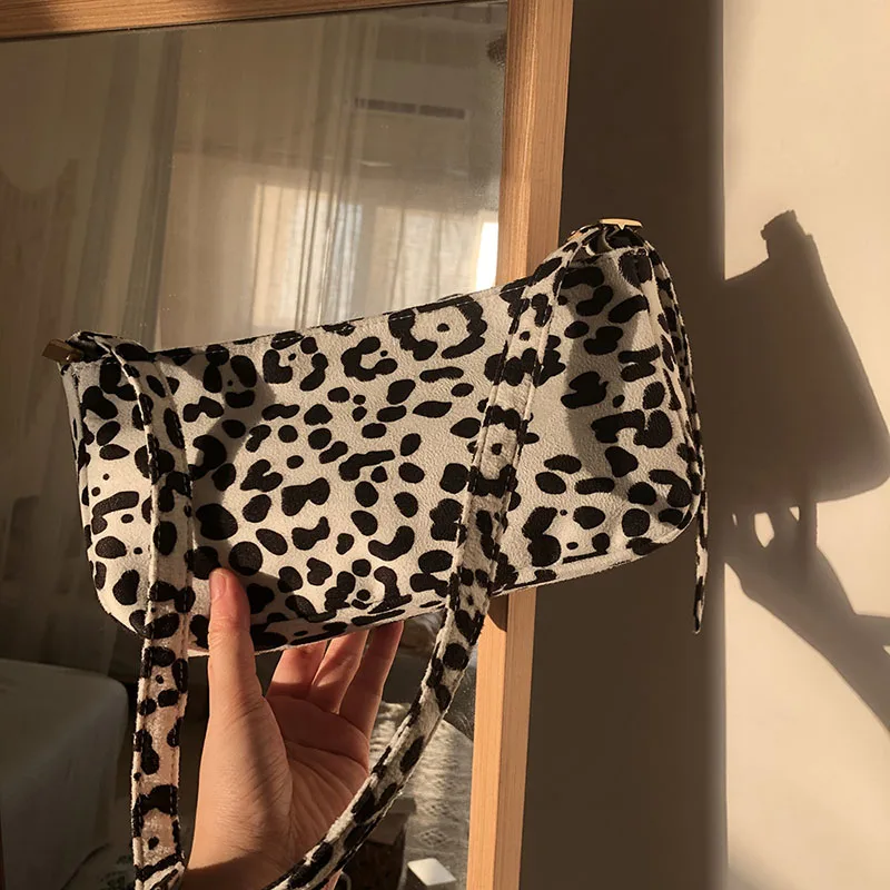 

2021 New Retro Leopard Print Suede Women's Shoulder Bag Small Messenger Bag Ladies PU Leather Casual Solid Color Messenger Bag