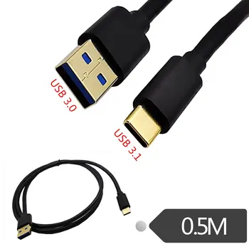

50 cm Gold Plated USB 3.0 Super Speed 5Gbps Type A Male to USB 3.1 Type C Male Cable Cord 0.5m