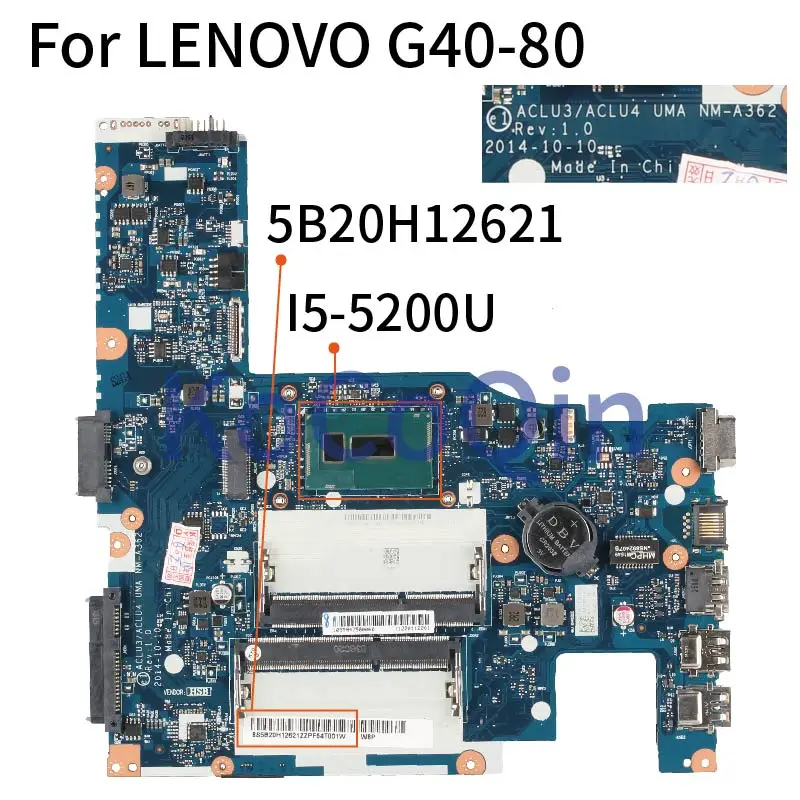 5B20H12621 ACLU3/ACLU4 UMA NM A362 A272 для LENOVO G40 80 70 ядро 14 дюймов материнская плата