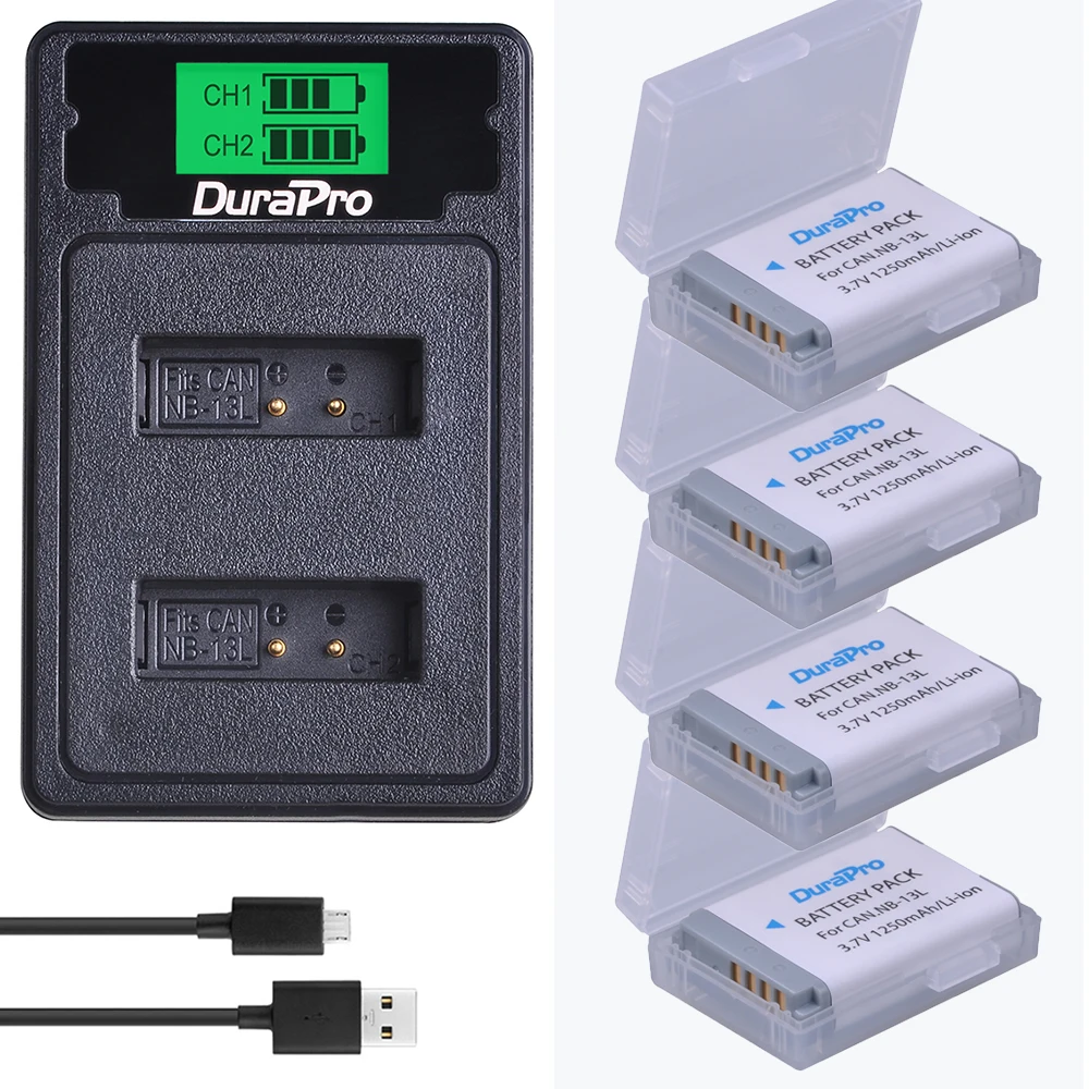 4 Battery Set 2 шт. NB-13L NB 13L 1250 мАч аккумуляторная батарея+ USB зарядное устройство с type C для камеры Canon G5X G7X G9X G7 X Mark II SX720 HS - Цвет: 4 Battery Set