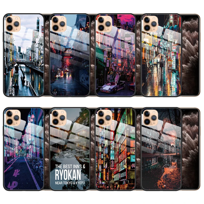 for iPhone 11 Pro XS Max XR X 8 Plus 7 6S Luxury Senery Printed Case Anti-Scratch Fingerprint Tempered Glass Cover No.467 | Мобильные