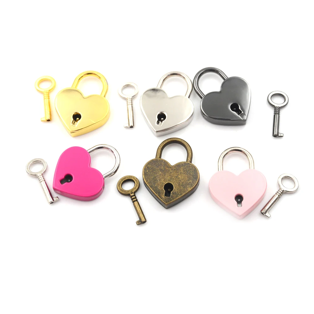 Mini Cadenas Cœur Vintage Avec Clé - Lot De 2 - Doré - Pour Journal, Boîte à Bijoux, Armoire, Tiroir