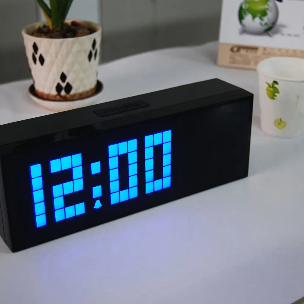 LED Digital Alarm Clocks Smart Creative Bedside Speech Control Alarm Clock Square Multi-function Alarm