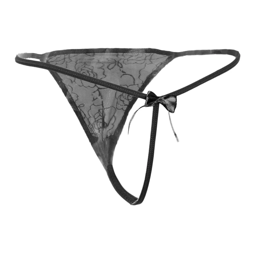 Women's Soft Breathable Cotton Sexy Thongs Briefs See Through Panties Underwear G-String Low-Rise Bow Lingerie