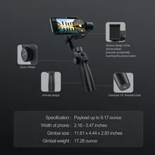 

Funsnap Capture2s 3-Axis Handheld Gimbal Stabilizer Focus Pull & Zoom for Smartphone Camera Video Record Bluetooth Vlog Live