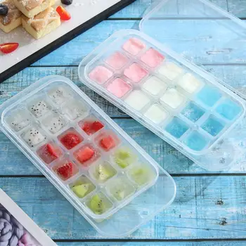 

Behogar 18 Slots Silicone Ice Cubes Maker Mold Tray Box Set with Lid and Shovel for Family Home Kitchen Supplies