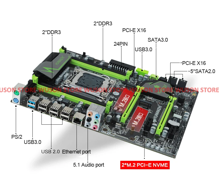 Бренд HUANANZHI X79 материнская плата с 256G NVME SSD скидка материнская плата в комплекте с процессором Xeon E5 1650 V2 ram 32G(4*8G) DDR3 RECC