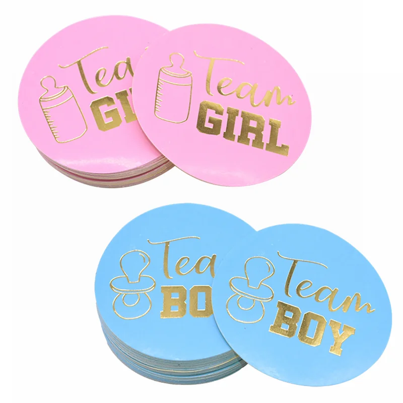 24/48pcs Team Boy Team Girl Stickers Boy or Girl Vote Sticker for Gender Reveal Party Creative Decoration Baby Shower Supplies 6