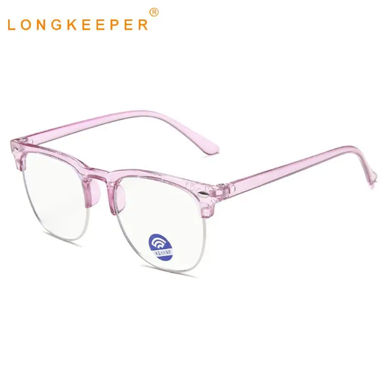 

LongKeeper Round Anti Blue Light Kids Glasses Brand Children Plain Computer Eyeglasses Boys Girls Classic Rivet Anti-UV Eyewear