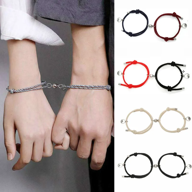 1pair Necklace//Bracelet Couple Magnet Attract Lover Steel Gifts Stainless W9I5