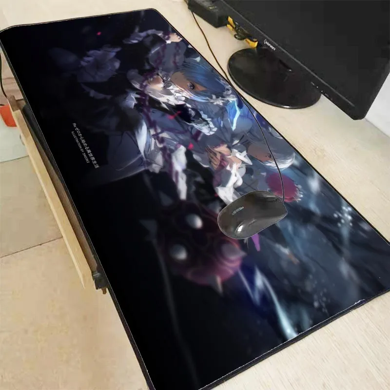 Большой игровой коврик для мыши XGZ Re Zero с аниме девушкой геймерский компьютерный